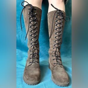 J. Crew vintage brown suede lace-up heeled boot size 7